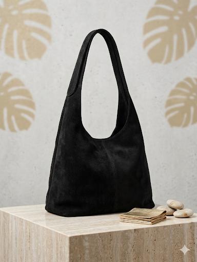 BOLSO TOTE GRANDE NEGRO DE GAMUZA