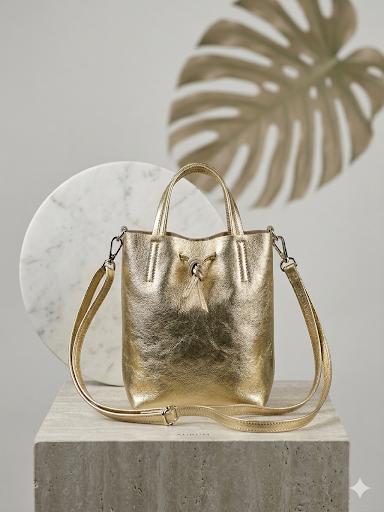 BOLSO TOTE DORADO METALIZADO