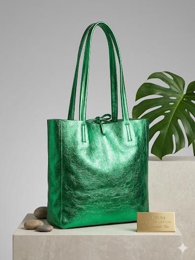 BOLSO TOTE VERDE METALIZADO